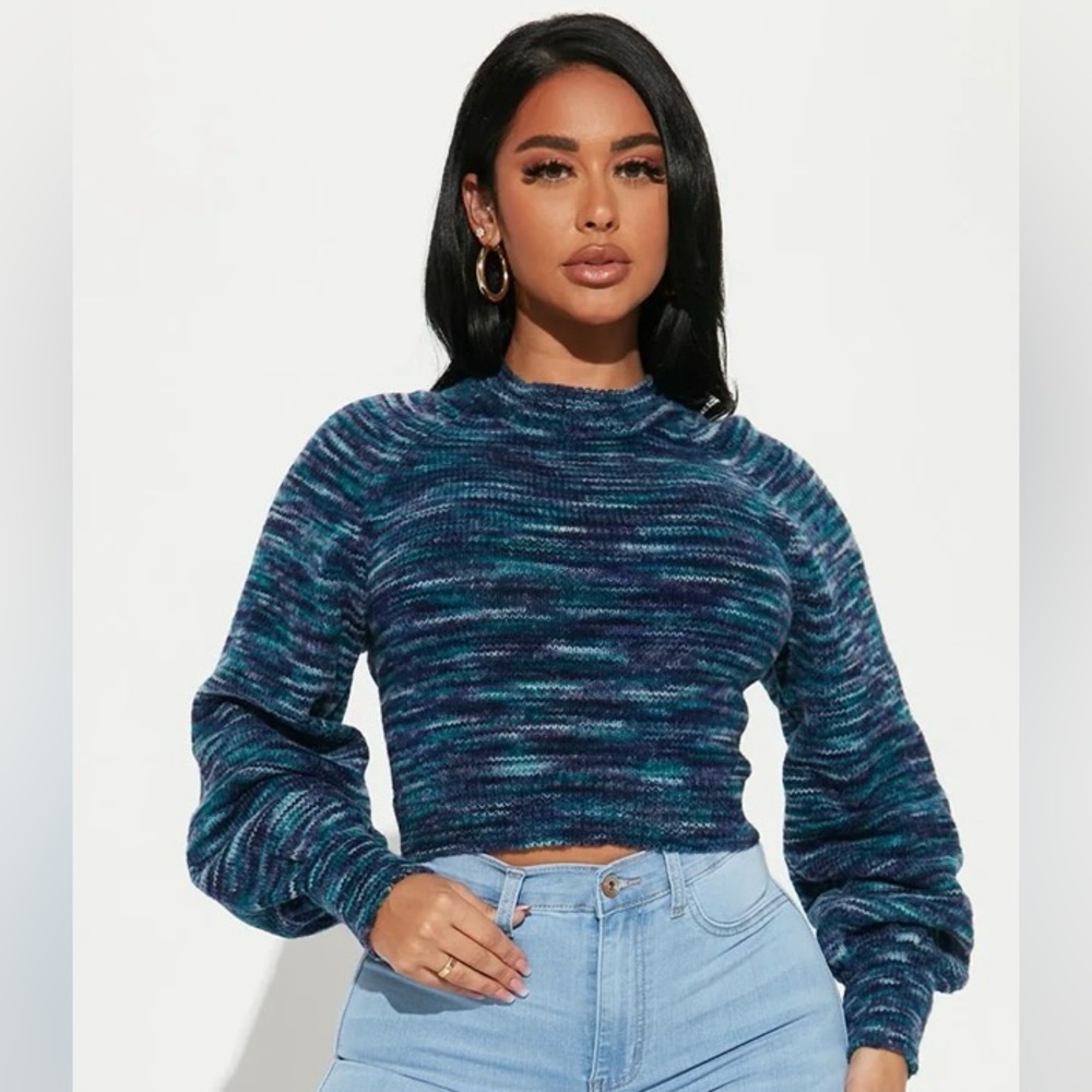 Fashion Nova Multicolor Knit Sweater with Tie Detail - Picture 3 of 9
